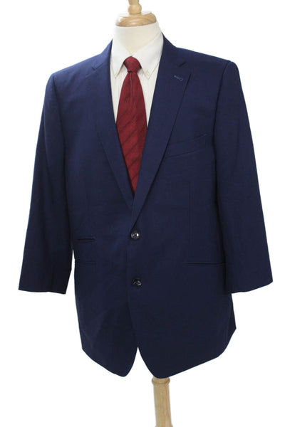 Indochino Mens 2-Piece Suit Jacket Blue Wool Button Size 46