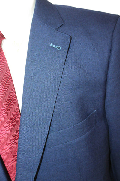 Indochino Mens 2-Piece Suit Jacket Blue Wool Button Size 46