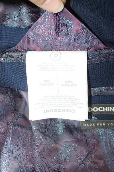 Indochino Mens 2-Piece Suit Jacket Blue Wool Button Size 46