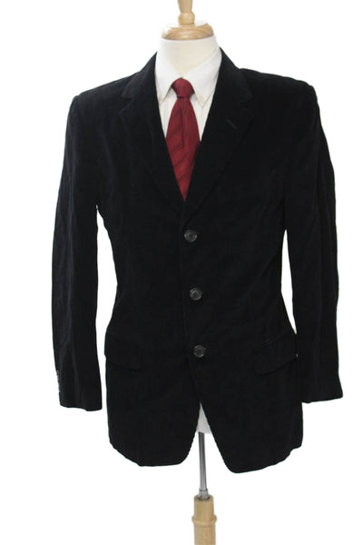 Ermenegildo Zegna Mens Black Striped Cotton Cashmere Blazer Size 48