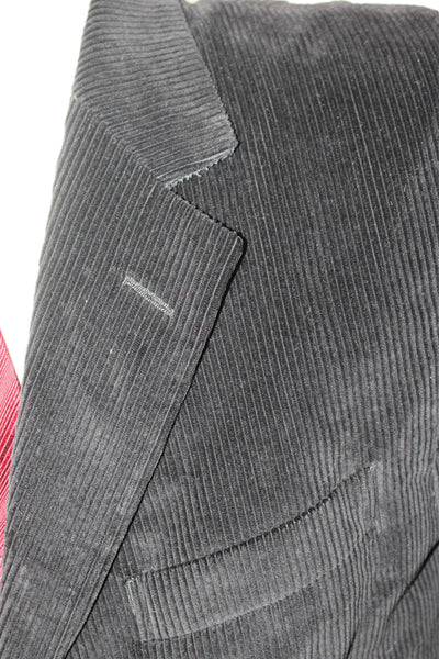 Ermenegildo Zegna Mens Black Striped Cotton Cashmere Blazer Size 48