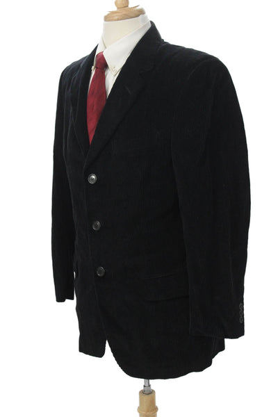 Ermenegildo Zegna Mens Black Striped Cotton Cashmere Blazer Size 48