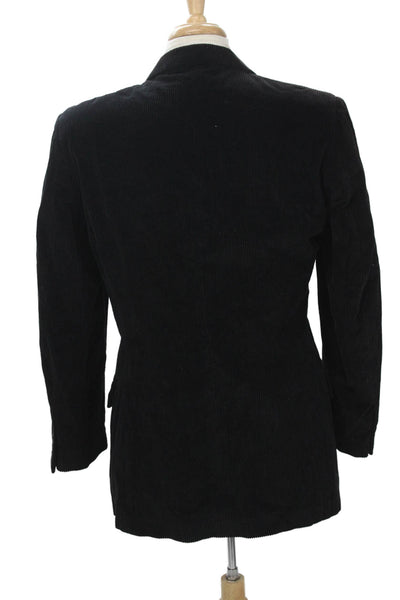 Ermenegildo Zegna Mens Black Striped Cotton Cashmere Blazer Size 48