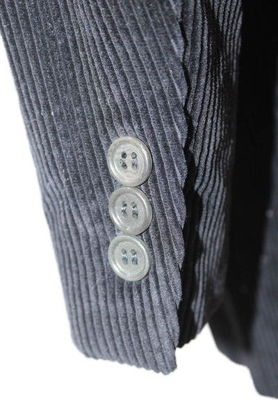 Ermenegildo Zegna Mens Black Striped Cotton Cashmere Blazer Size 48