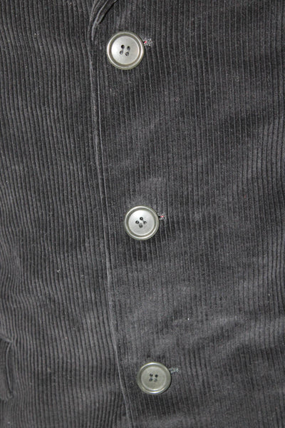 Ermenegildo Zegna Mens Black Striped Cotton Cashmere Blazer Size 48