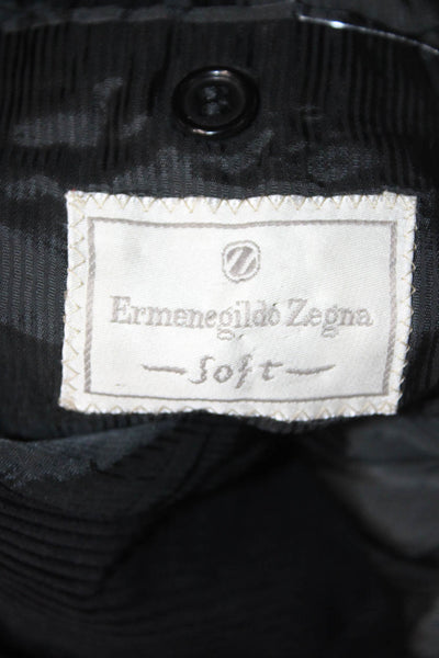 Ermenegildo Zegna Mens Black Striped Cotton Cashmere Blazer Size 48