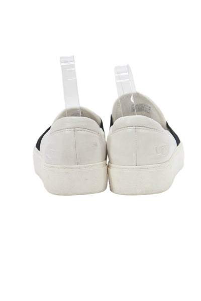 Ugg Mens Leather Low-Top Slip-On Platform Casual Sneakers White Size 8.5