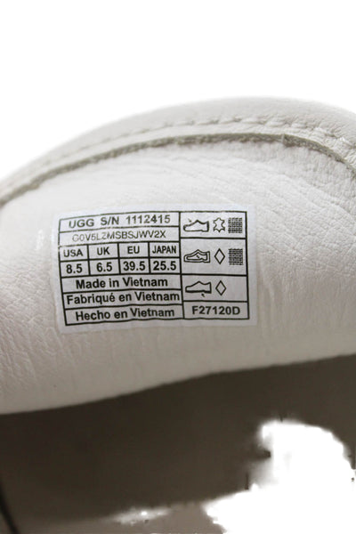 Ugg Mens Leather Low-Top Slip-On Platform Casual Sneakers White Size 8.5