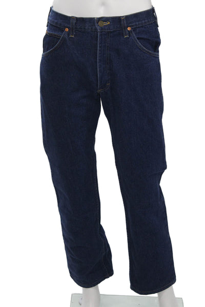 LEE Mens Straight Jeans Dark Blue Button Fly Size 33