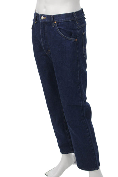 LEE Mens Straight Jeans Dark Blue Button Fly Size 33