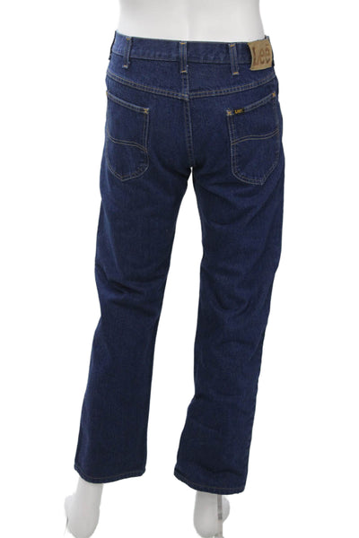 LEE Mens Straight Jeans Dark Blue Button Fly Size 33