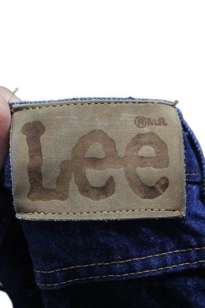 LEE Mens Straight Jeans Dark Blue Button Fly Size 33