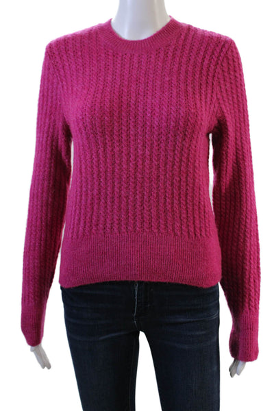 MNG Unisex Pullover Sweater Pink Crew Neck Long Sleeve Acrylic Blend Size S