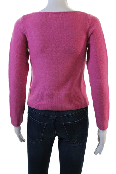 MNG Womens Pullover V Neck Sweater Pink Size 2XS