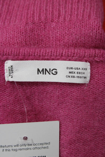 MNG Womens Pullover V Neck Sweater Pink Size 2XS