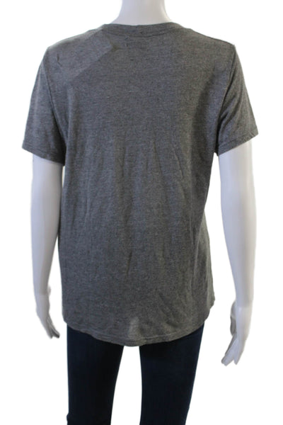 Lauren Moshi Womens Gray Graphic Jersey Crew Neck T Shirt Short Sleeve Size S