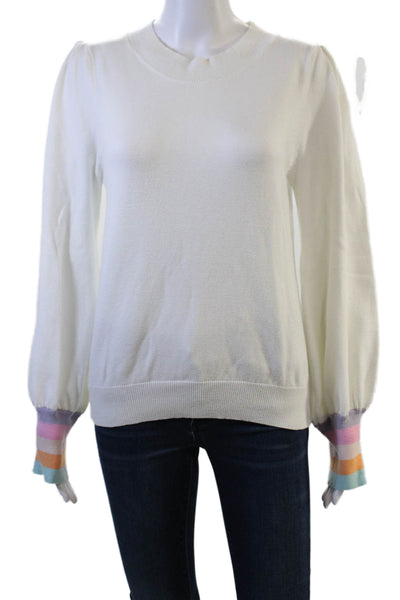 Fate. Womens Pullover Sweater White Crew Neck Long Sleeve Size L