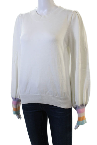 Fate. Womens Pullover Sweater White Crew Neck Long Sleeve Size L