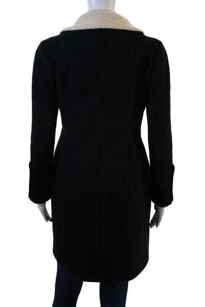 Carven Womens Overcoat Black Wool Cashmere Collared Button Size S