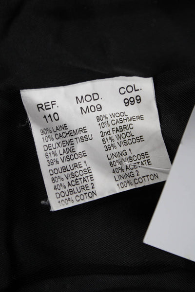 Carven Womens Overcoat Black Wool Cashmere Collared Button Size S