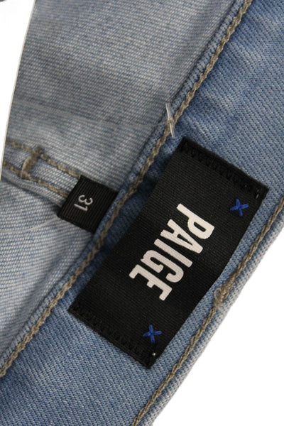 Paige Mens Straight Jeans Gray High Rise Button Fly 34 Inseam Size 31