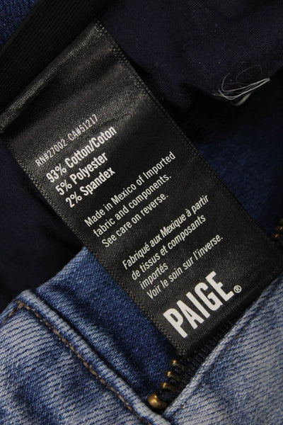 Paige Mens Straight Jeans Light Blue Button Fly Mid Rise Size 30