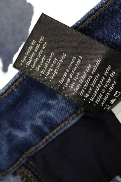 Paige Mens Straight Jeans Light Blue Button Fly Mid Rise Size 30