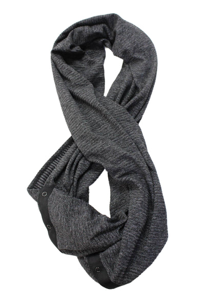 Lululemon Women's Snap Button Black Striped Scarf Wrap Size 60" X 29"