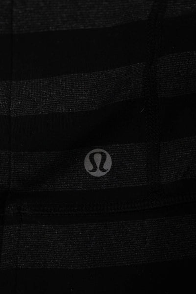 Lululemon Womens Full-zip Hoodie Black Striped High Neck Drawstring Size S