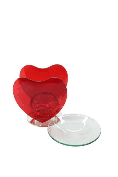 Designer Red Clear Glass Heart Candle Wax Melter 4"