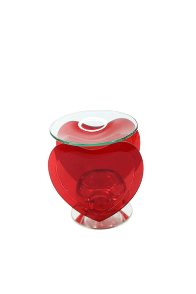 Designer Red Clear Glass Heart Candle Wax Melter 4"