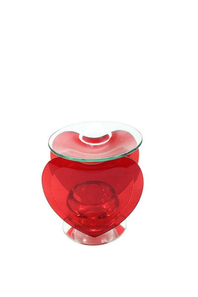 Designer Red Clear Glass Heart Candle Wax Melter 4"