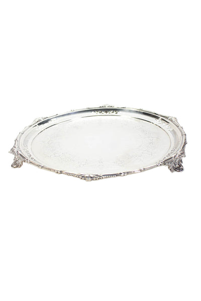 Designer Silver Plated Rounded Vintage Tray 13"x13"