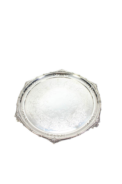Designer Silver Plated Rounded Vintage Tray 13"x13"