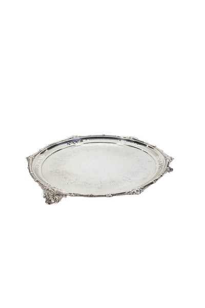 Designer Silver Plated Rounded Vintage Tray 13"x13"