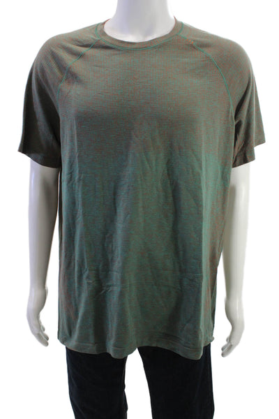 Lululemon Mens T-Shirt Green Nylon Blend Crew Neck Short Sleeve Size XL