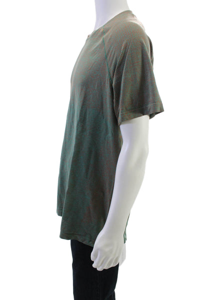 Lululemon Mens T-Shirt Green Nylon Blend Crew Neck Short Sleeve Size XL