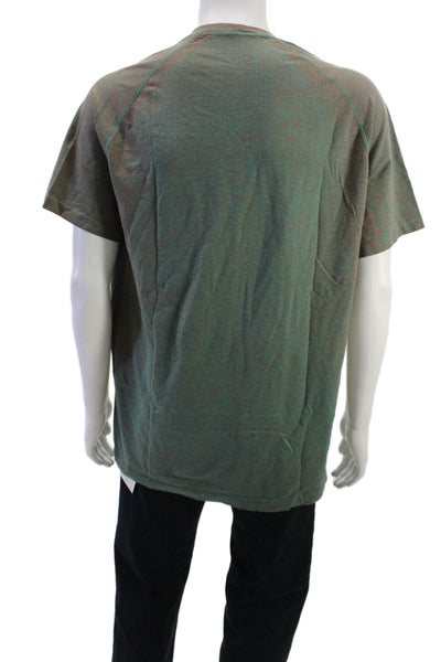 Lululemon Mens T-Shirt Green Nylon Blend Crew Neck Short Sleeve Size XL