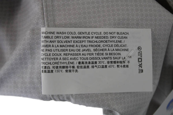 Theory Mens Point Collar Geometric Gray Cotton Dress Shirt Long Sleeve Size XL