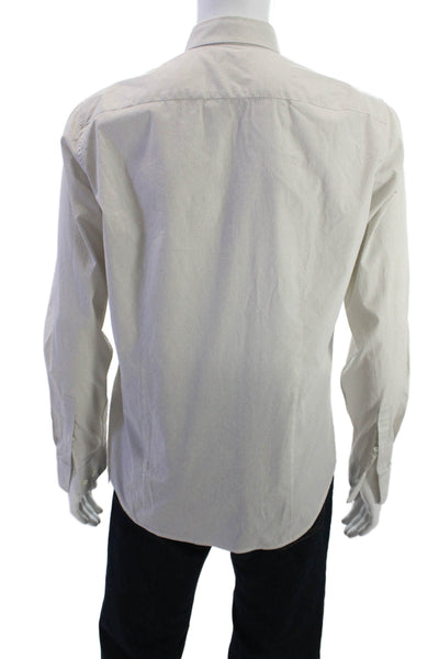 Theory Mens Point Collar Long Sleeve Polka Dot Button-Up White Size L
