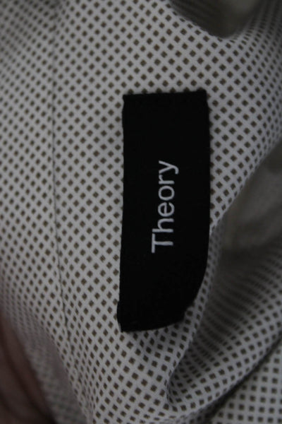 Theory Mens Point Collar Long Sleeve Polka Dot Button-Up White Size L