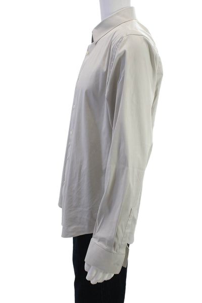 Theory Mens Point Collar Dress Shirt Gray Long Sleeve Cotton Blend Size XL
