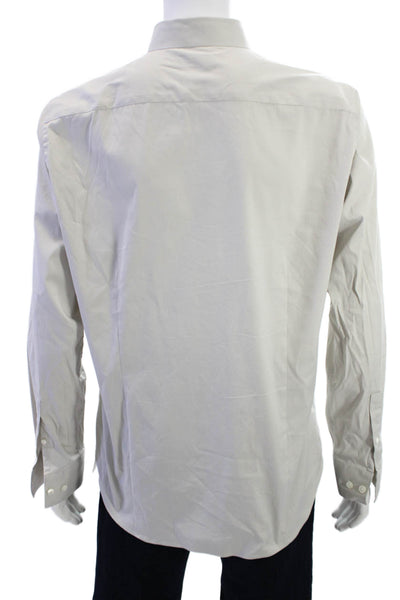 Theory Mens Point Collar Dress Shirt Gray Long Sleeve Cotton Blend Size XL