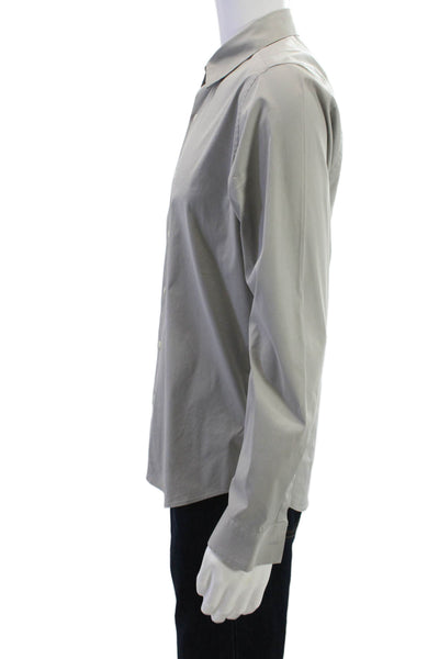 Theory Mens Point Collar Button-Up Gray Dress Shirt Size L