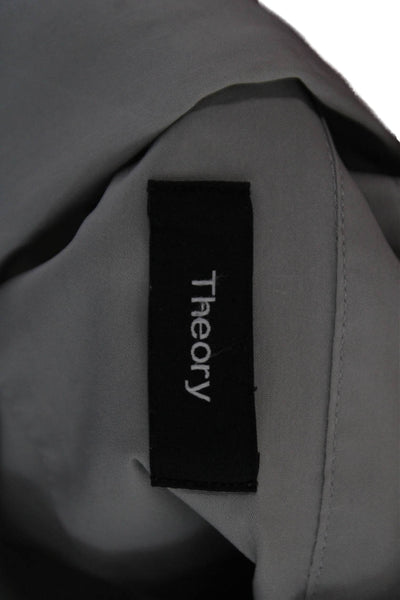 Theory Mens Point Collar Button-Up Gray Dress Shirt Size L