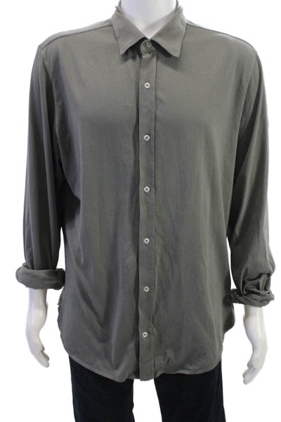 Save Khaki United Mens Button Down Long Sleeves Shirt Grey Size Extra Large