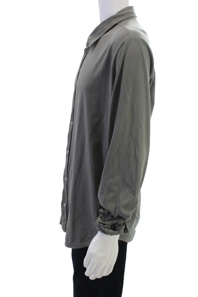 Save Khaki United Mens Button Down Long Sleeves Shirt Grey Size Extra Large