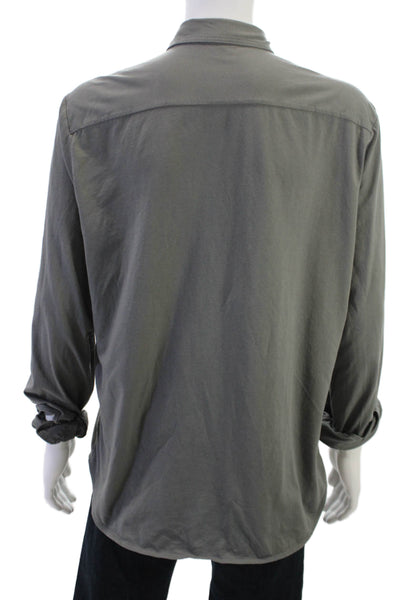 Save Khaki United Mens Button Down Long Sleeves Shirt Grey Size Extra Large