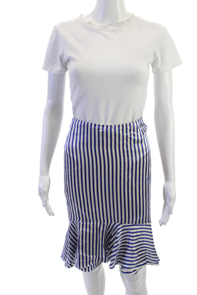 Lauren Ralph Lauren Womens Blue Striped Silk Pencil Skirt Knee Length Size 12