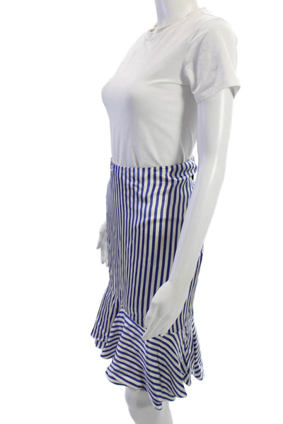 Lauren Ralph Lauren Womens Blue Striped Silk Pencil Skirt Knee Length Size 12
